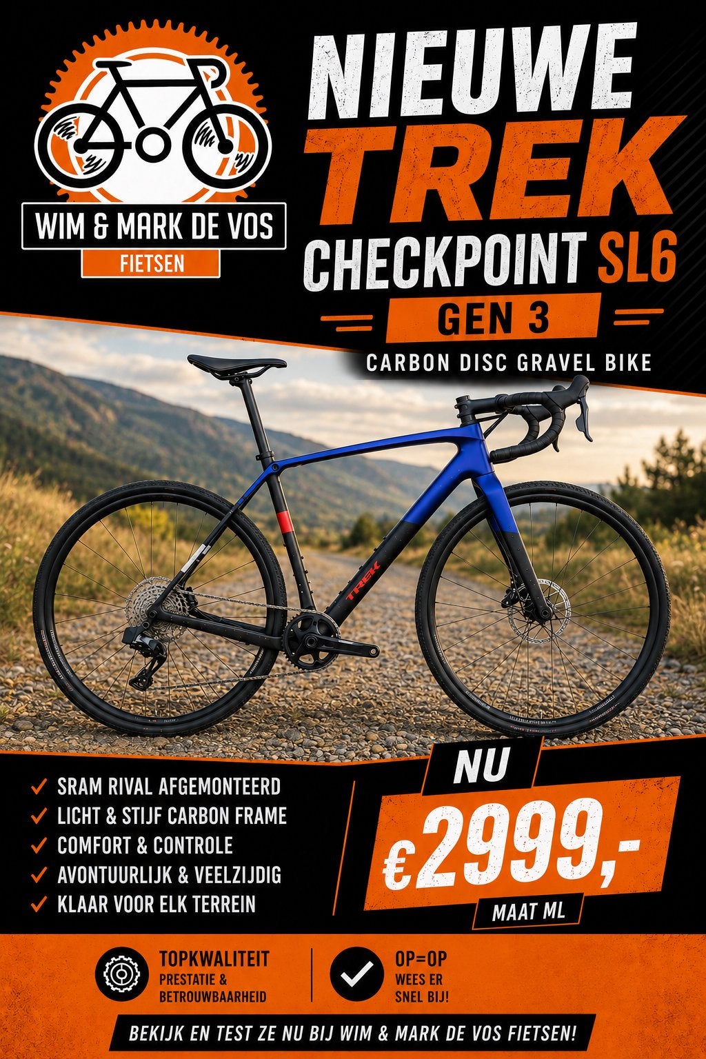 Nieuwe: trek checkpoint sl6 sram rival axs, Ophalen, Zo goed als nieuw
