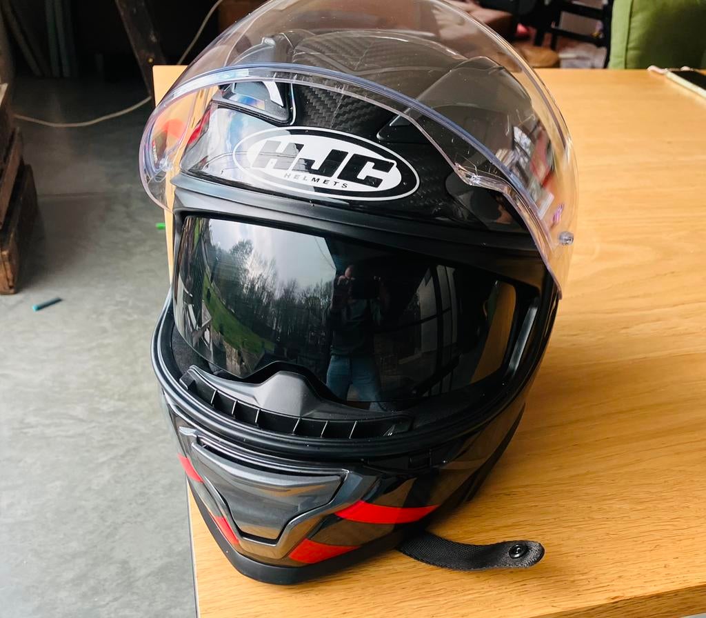 HJC F71 Carbon Nevio Zwart - Rood, Motoren, Ophalen of Verzenden, S, HJC