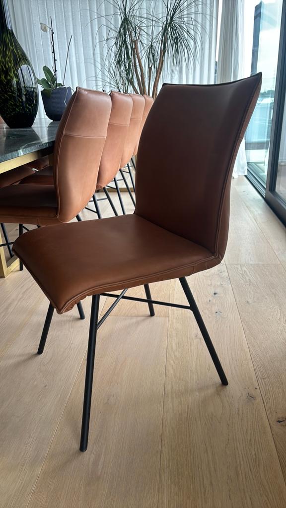 10 lederen stoelen cognac van Charrell, Ophalen, Zo goed als nieuw