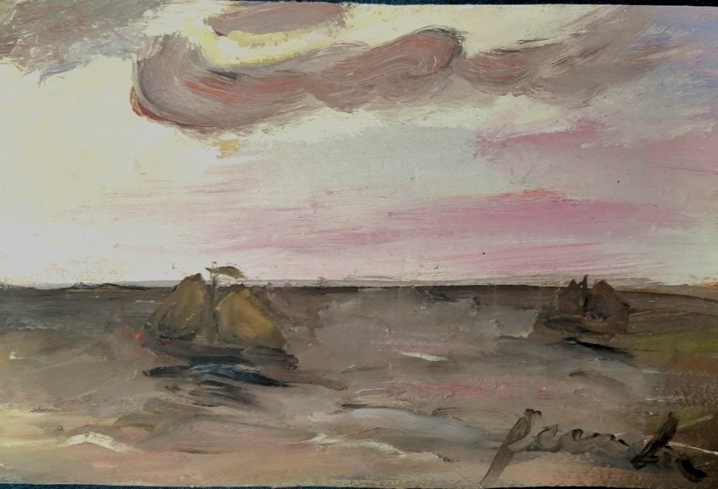 Constant Permeke « Bateaux en mer » huile sur carton, Antiquités & Art, Envoi, Expressionniste, Peinture à l'huile