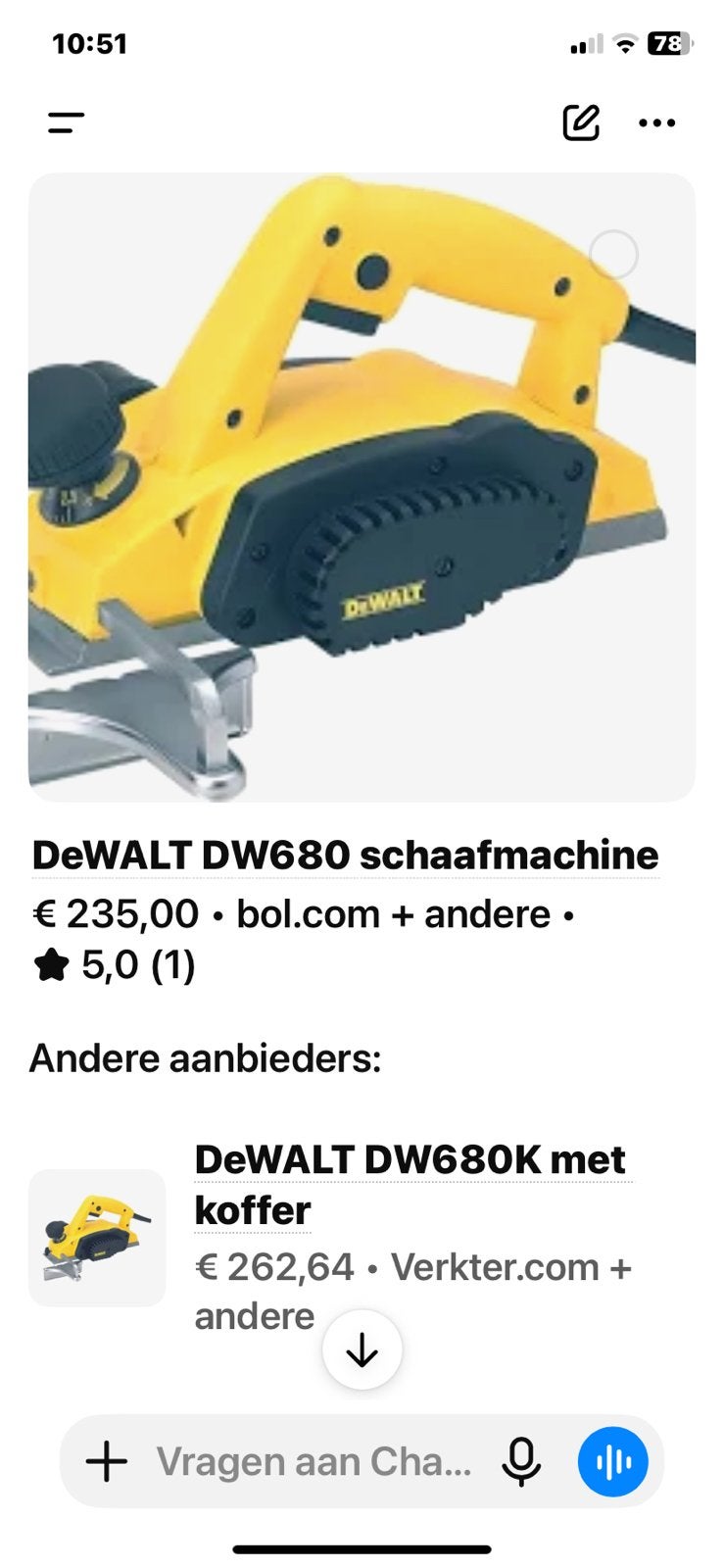 DEWALT DW680 HAND-SCHAAFMACHINE, Ophalen, Zo goed als nieuw, Elektrisch
