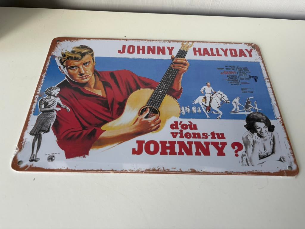 JOHNNY HALLYDAY metalen plaat (30/20 cm), Verzamelen, Ophalen of Verzenden, Nieuw