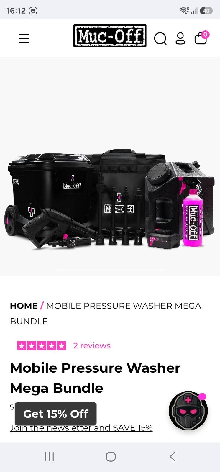 Muc-Off Mobile Washer (réservoir eau/batterie), Enlèvement ou Envoi, Neuf, Autres outils