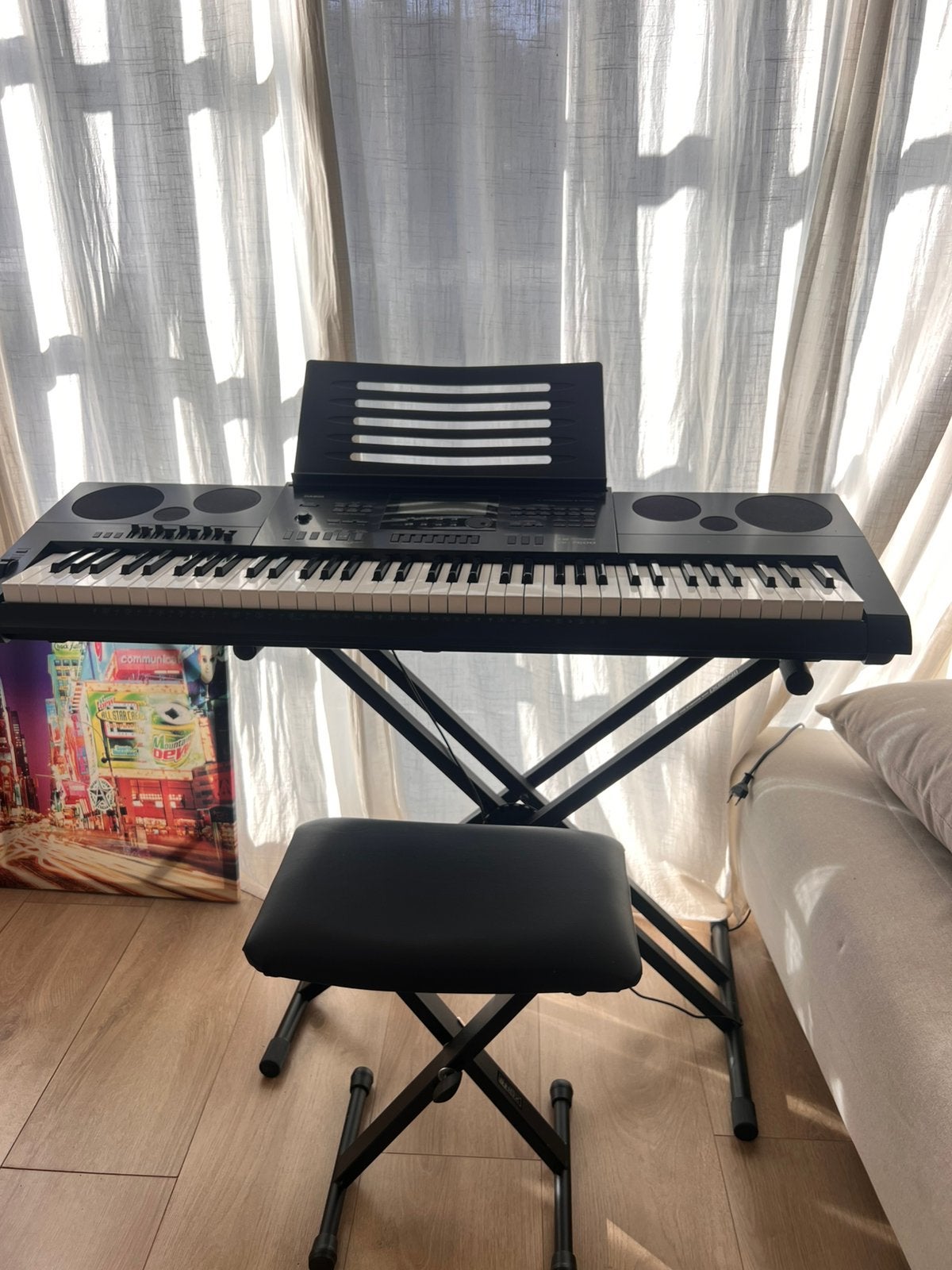 Casio WK-7600 Keyboard –  set met standaard & pianobank, Ophalen, Casio, Zo goed als nieuw, Met standaard