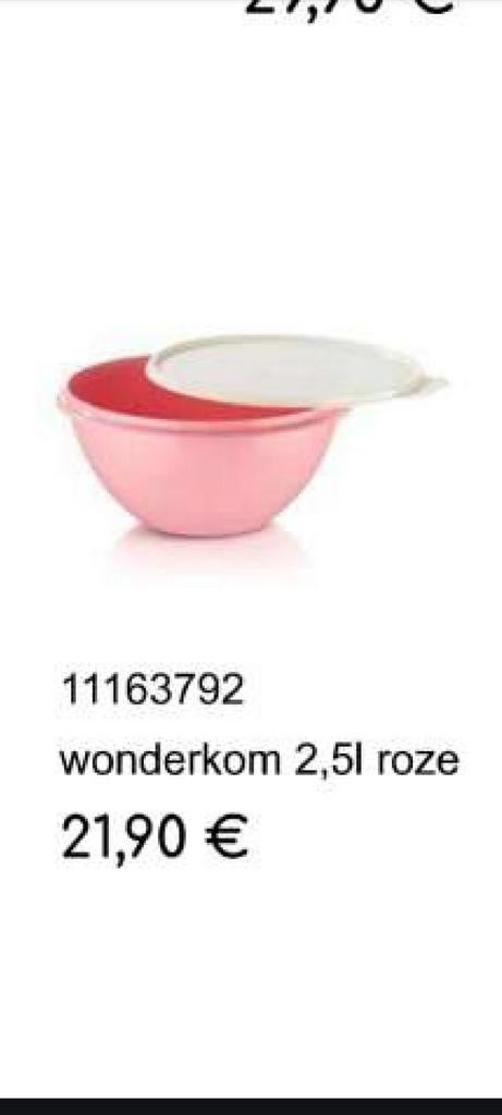 Nieuwe wonderkom van tupperware 2.5 liter, Huis en Inrichting, Keuken | Tupperware, Ophalen of Verzenden, Nieuw