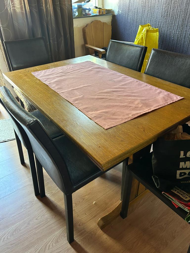 Table en chêne avec allonges, Enlèvement, Utilisé, Chêne