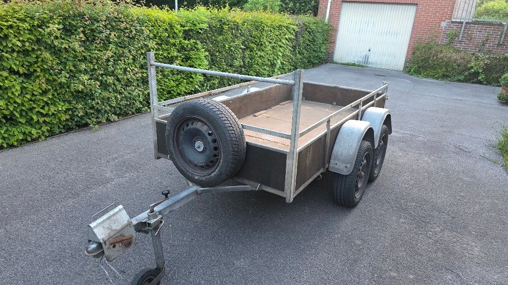Grote stevige aanhangwagen dubbele as 750kg remork, Ophalen, Gebruikt