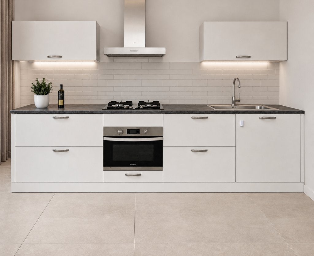 Duurzame rechte keuken 320 cm, kleur hoogglans wit., Ophalen, Gebruikt, Wit, Hoogglans of Gelakt