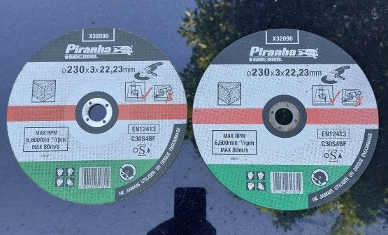 2 meules à découper en pierre Piranha x32090-QZ 3,2 x 230 mm, Enlèvement