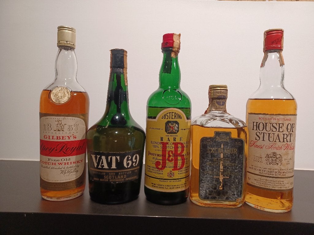 Set van 5 Vintage Whisky Flessen (apart of samen te koop), Ophalen of Verzenden, Vol
