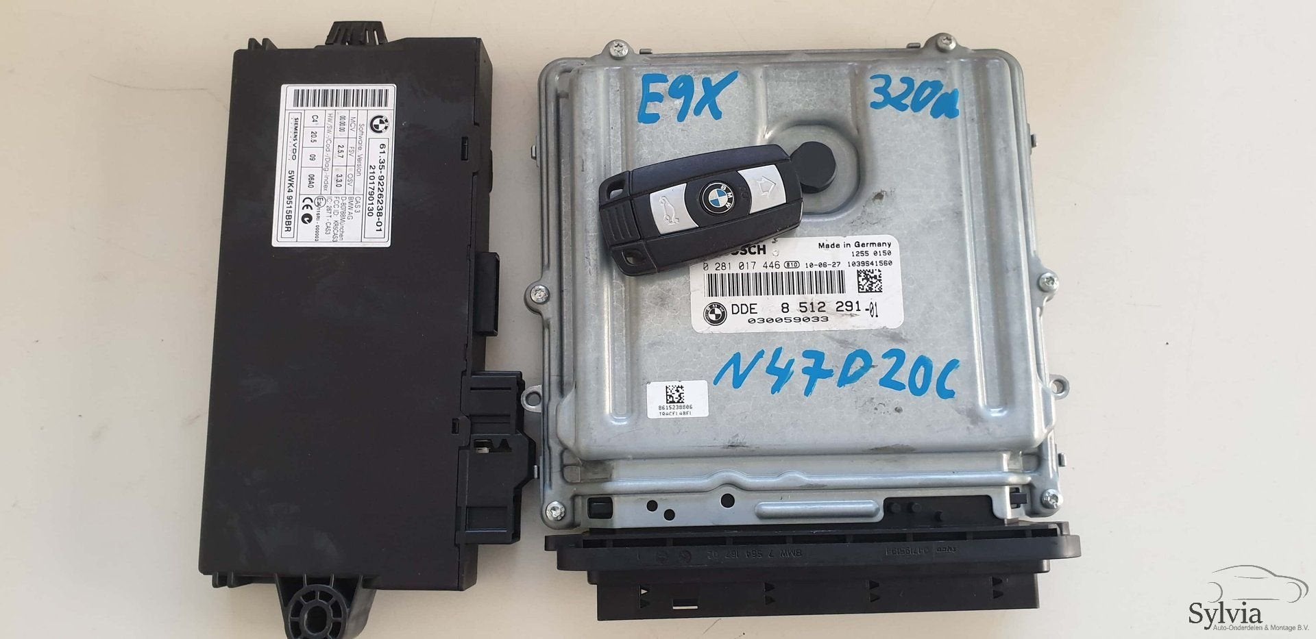 Startset Contactslot + ECU CAS3 BMW 3 serie E90 E91 N47 8512, -, Utilisé, -, Enlèvement ou Envoi