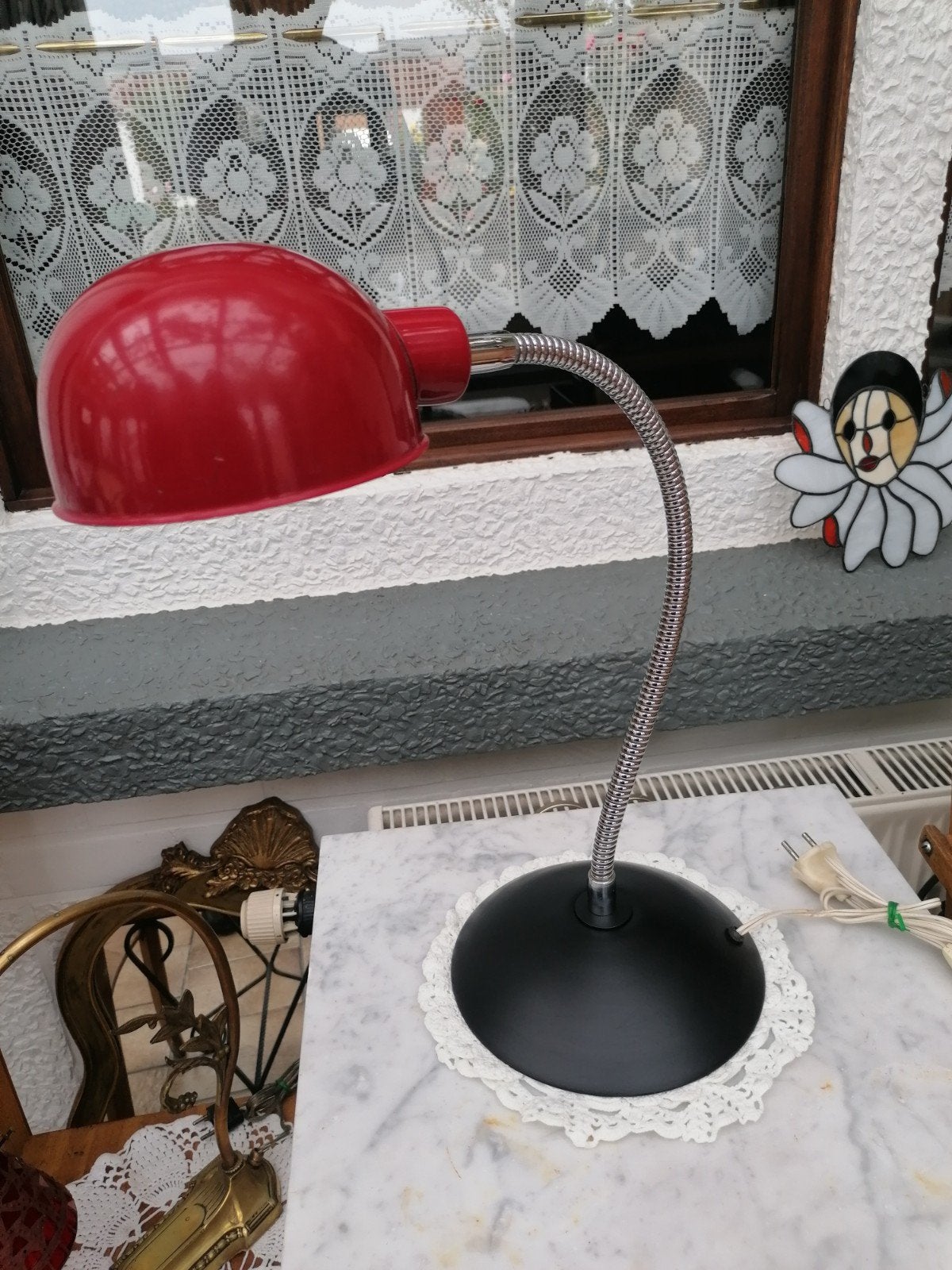 Ancienne lampe de bureau vintage de couleur rouge et noire, Enlèvement ou Envoi