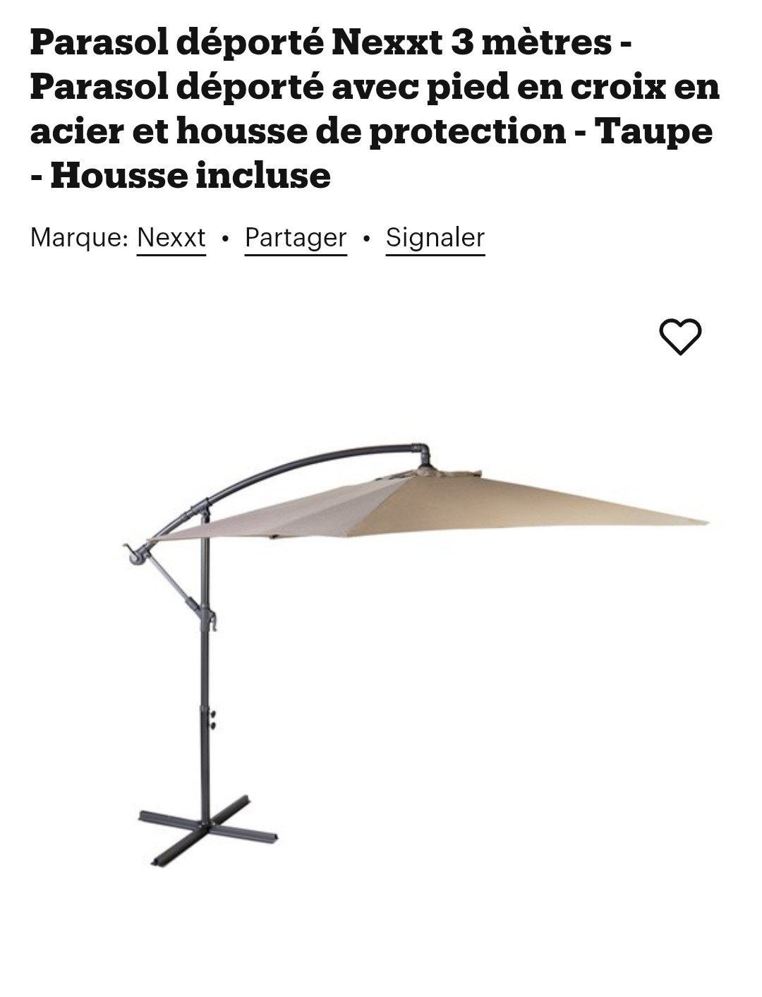 Parasol 3m neuf, Jardin & Terrasse, Neuf, Enlèvement, 2 à 3 mètres, Inclinable