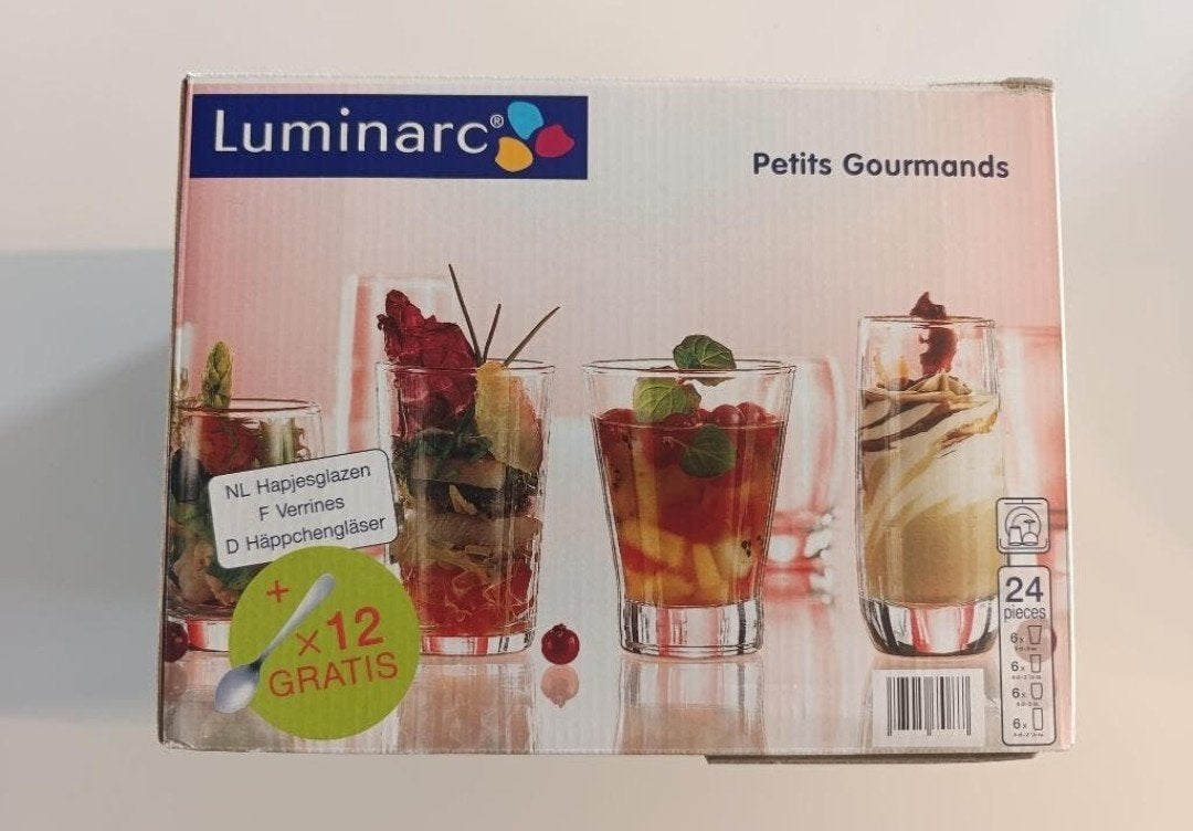 24 verres de Luminarc Petits Gourmands, Maison & Meubles, Enlèvement ou Envoi, Neuf, Verre, Autres marques