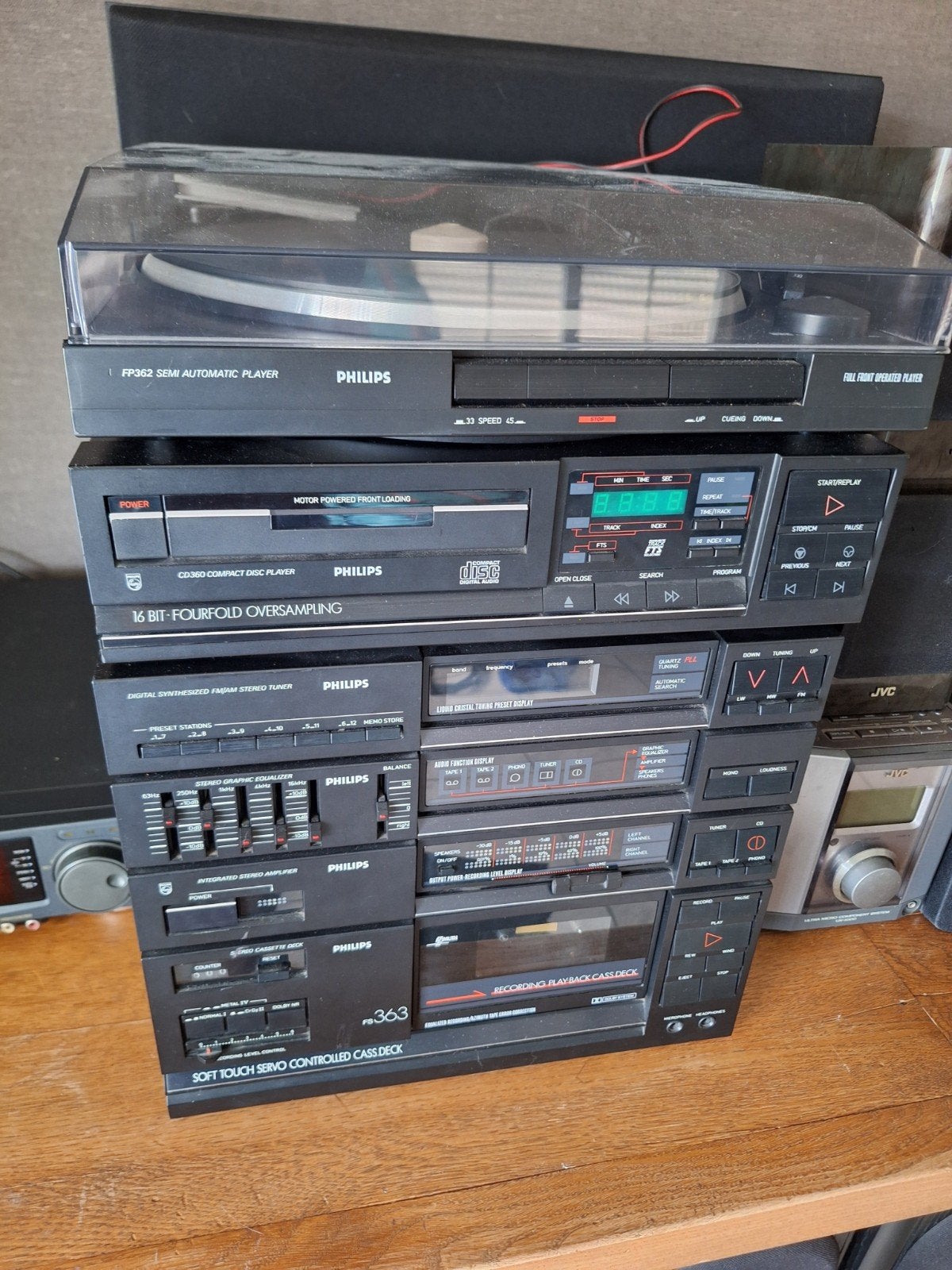 Vintage Philips hifi-set jaren 80 + platenspeler CD cassette, Enlèvement, Deck cassettes ou Lecteur-enregistreur de cassettes