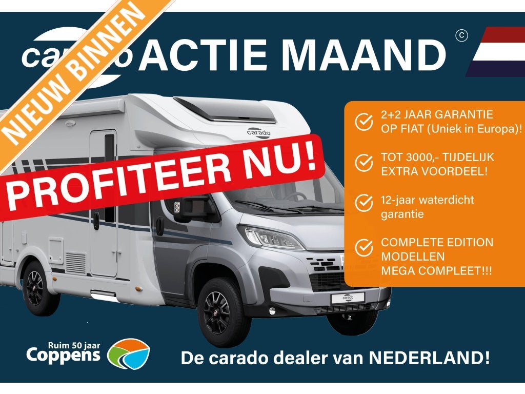 Carado T 135 PRO+, Fiat, Caravanes & Camping, 5 à 6 mètres, Réfrigérateur, Diesel, Semi-intégral