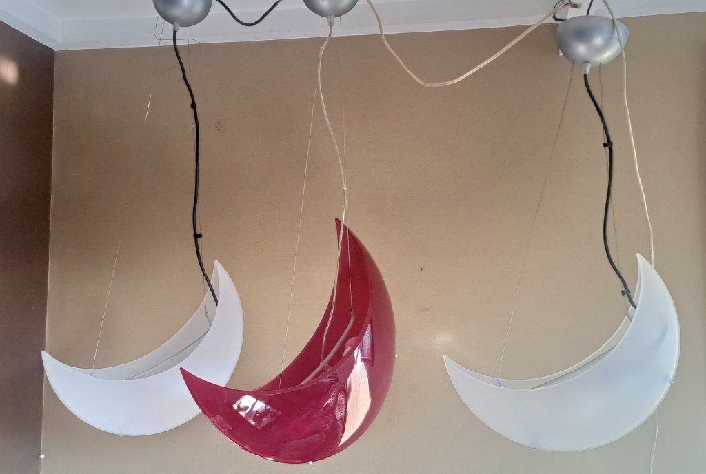 hanglamp Mazzega "Moon" (model 1946) Michele De Lucchi, Ophalen, Glas
