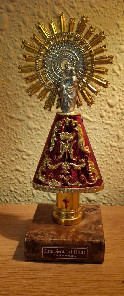 Beeldje religieus Heilige Maagd Maria Zaragoza Spanje, Ophalen of Verzenden, Zo goed als nieuw, Beeld(je), Christendom | Katholiek