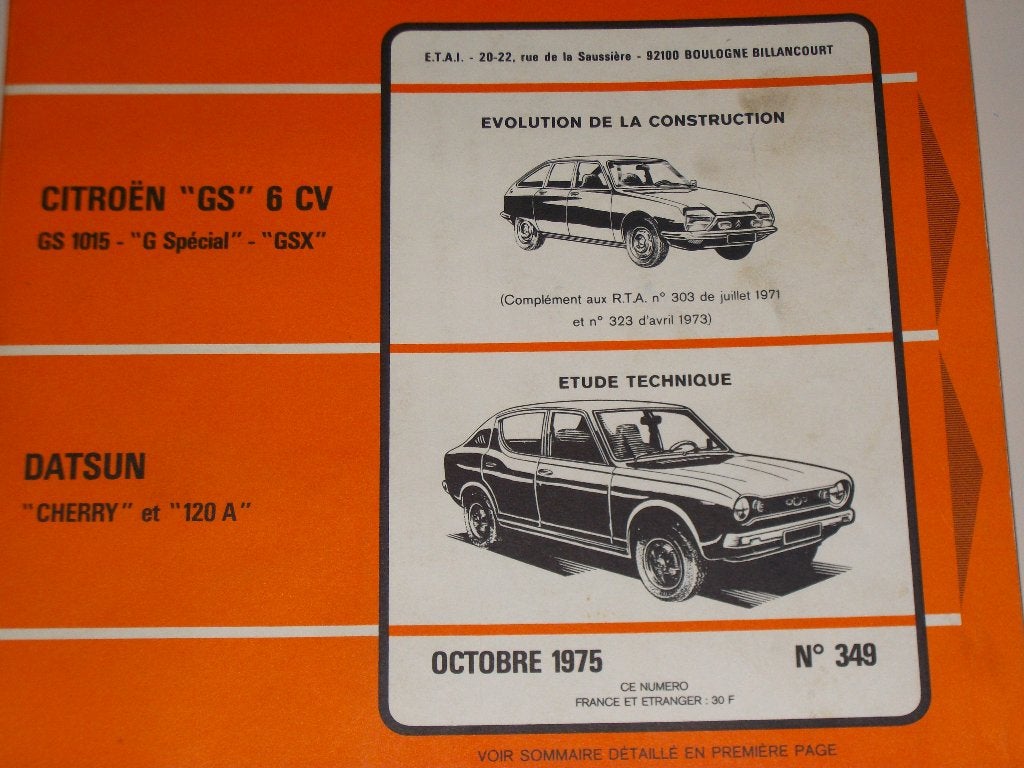 revue technique datsun cherry +120A de 1974-1979, Enlèvement ou Envoi