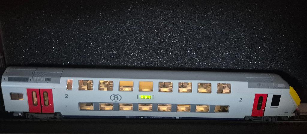 ls models nmbs M6 4 rijtuigen AC met interieur verlichting, Hobby en Vrije tijd, Overige merken, Wisselstroom, Gebruikt, Wagon