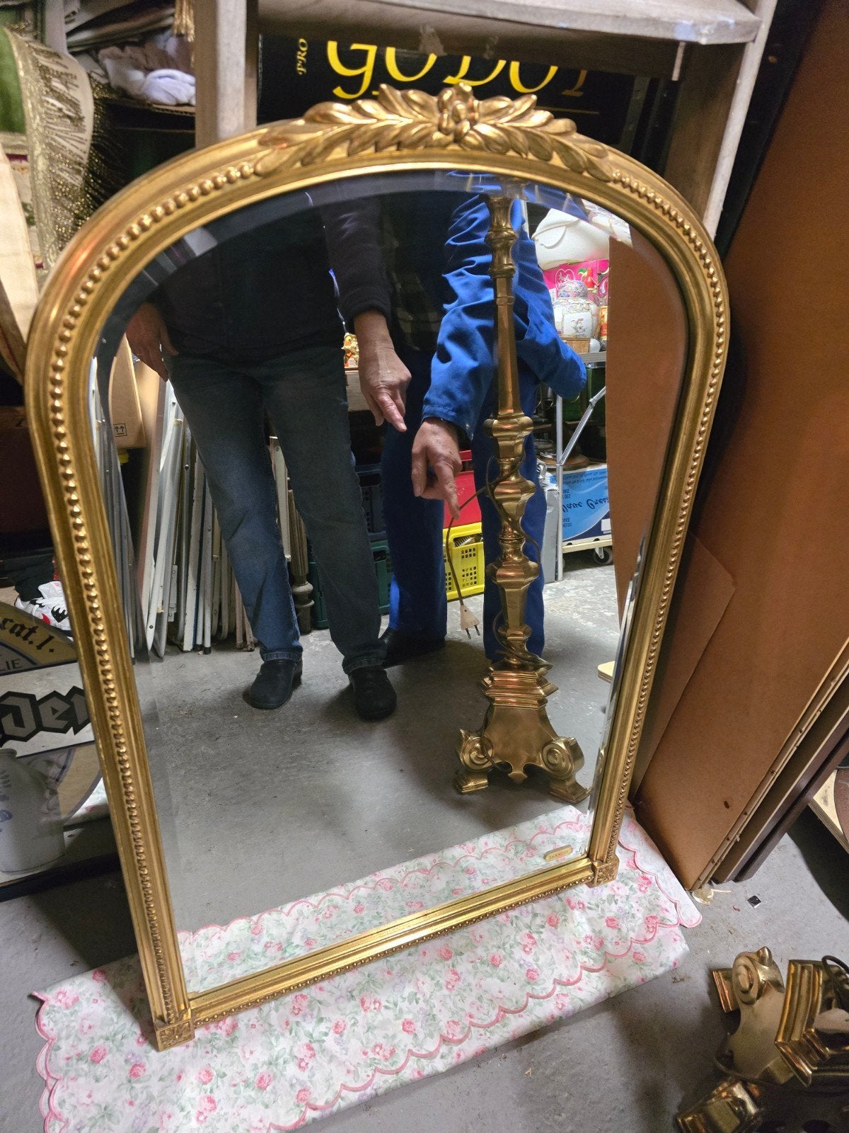 Luxe vintage Deknudt spiegel – gouden barokke lijst, Antiek en Kunst, Ophalen