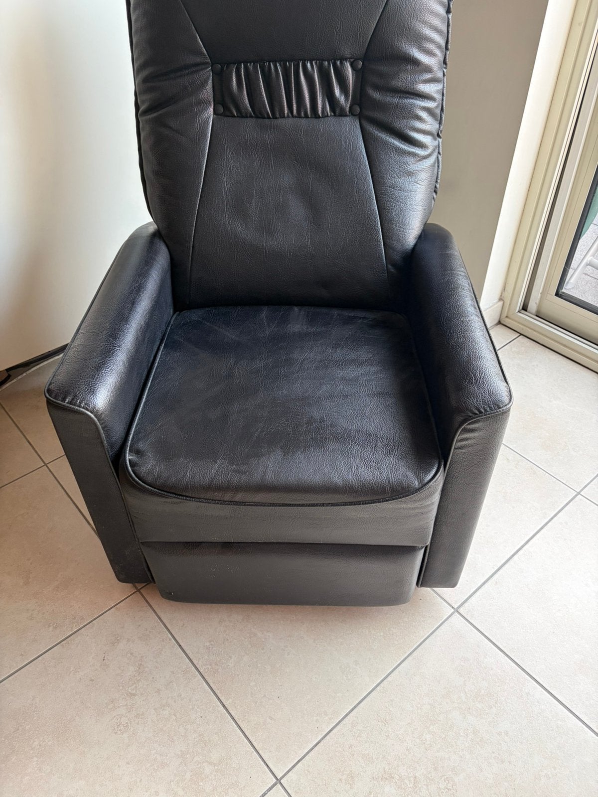 Gratis 1 persoons relax zetel, Huis en Inrichting, Ophalen, Gebruikt, 75 tot 100 cm, Leer