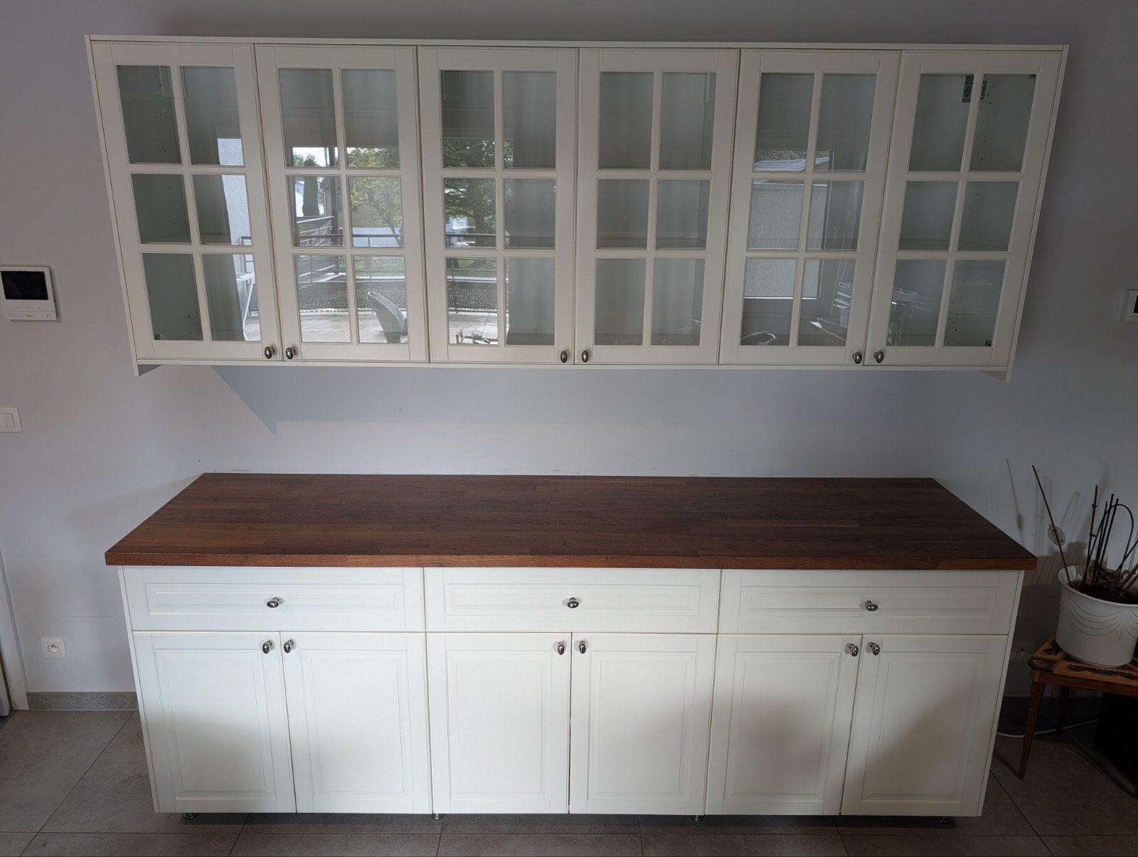 Meubles de cuisine Ikea Blanc Bodbyn (240, bois, pieds inox), 200 cm ou plus, Comme neuf, Enlèvement, 200 cm ou plus
