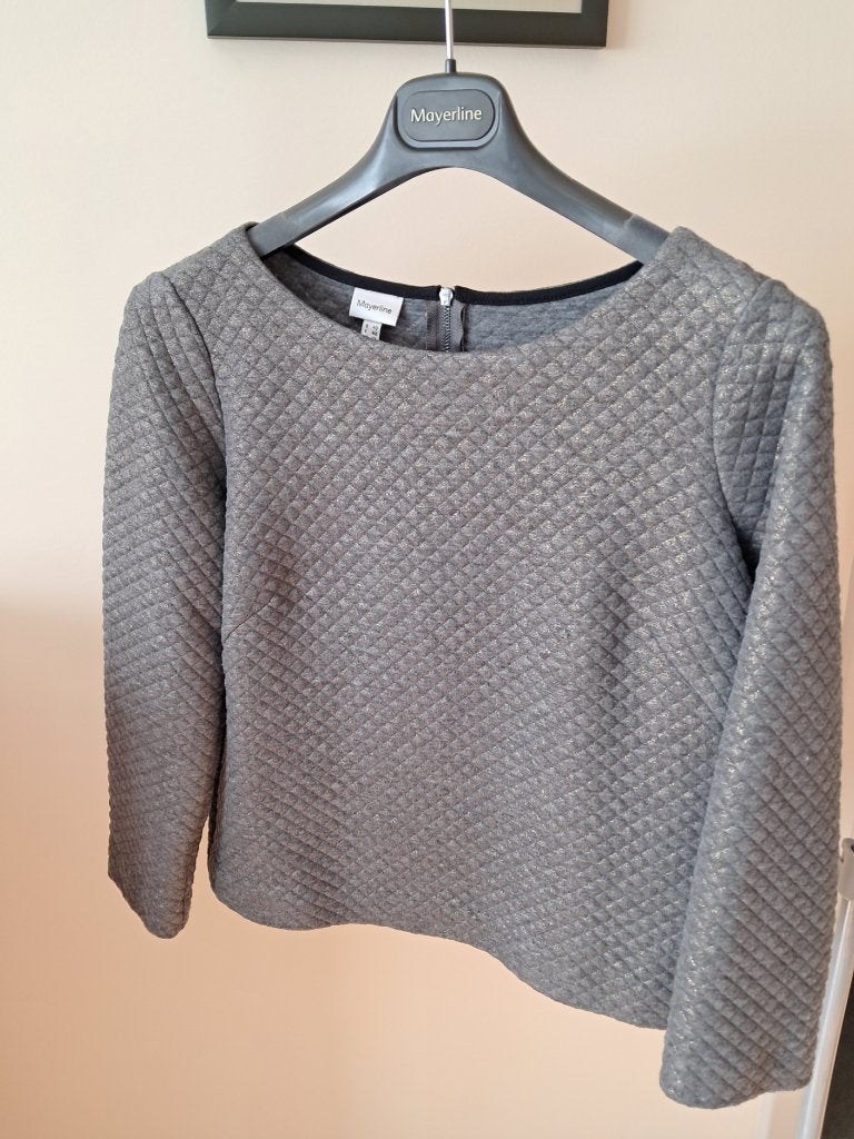 Mayerline gewatteerde grijze blouse maat 40, Maat 38/40 (M), Mayerline, Ophalen of Verzenden, Zo goed als nieuw