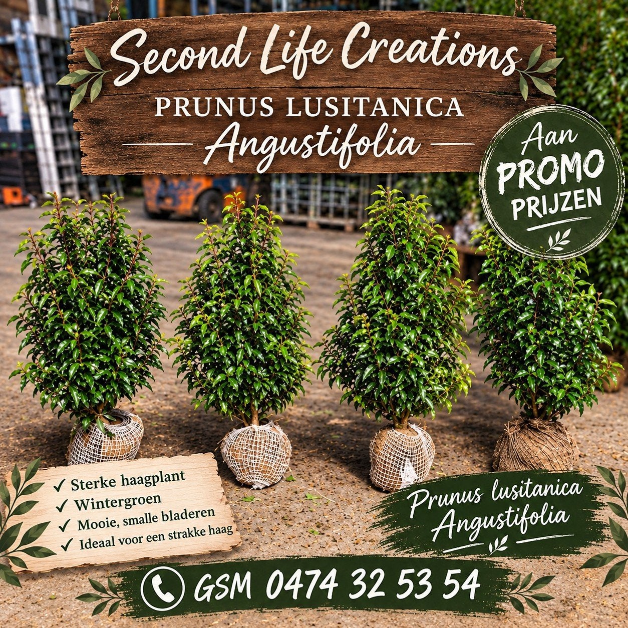‼️prunus lusitanica angustifolia aan promoprijzen‼️, Jardin & Terrasse, Enlèvement, Charme, Haie