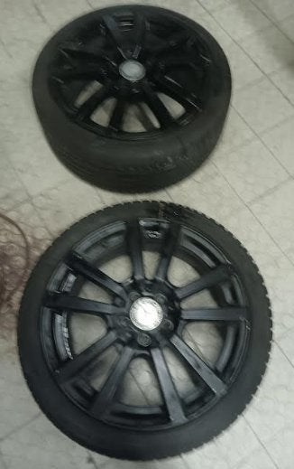 Roues (2) jantes & pneus hiver 18", Autos : Pièces & Accessoires, Pneus & Jantes, Pneus et Jantes, Pneus hiver, Enlèvement ou Envoi