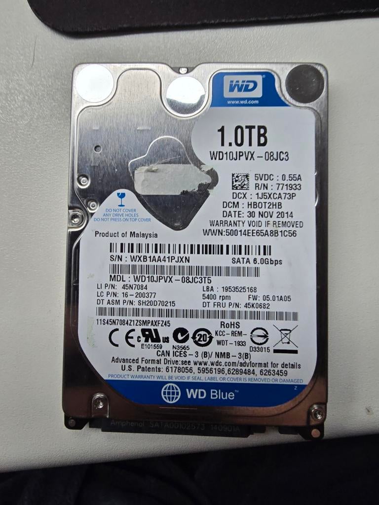 1tb harde schijf laptop. 2 stuks, Computers en Software, Harde schijven, Ophalen, Laptop