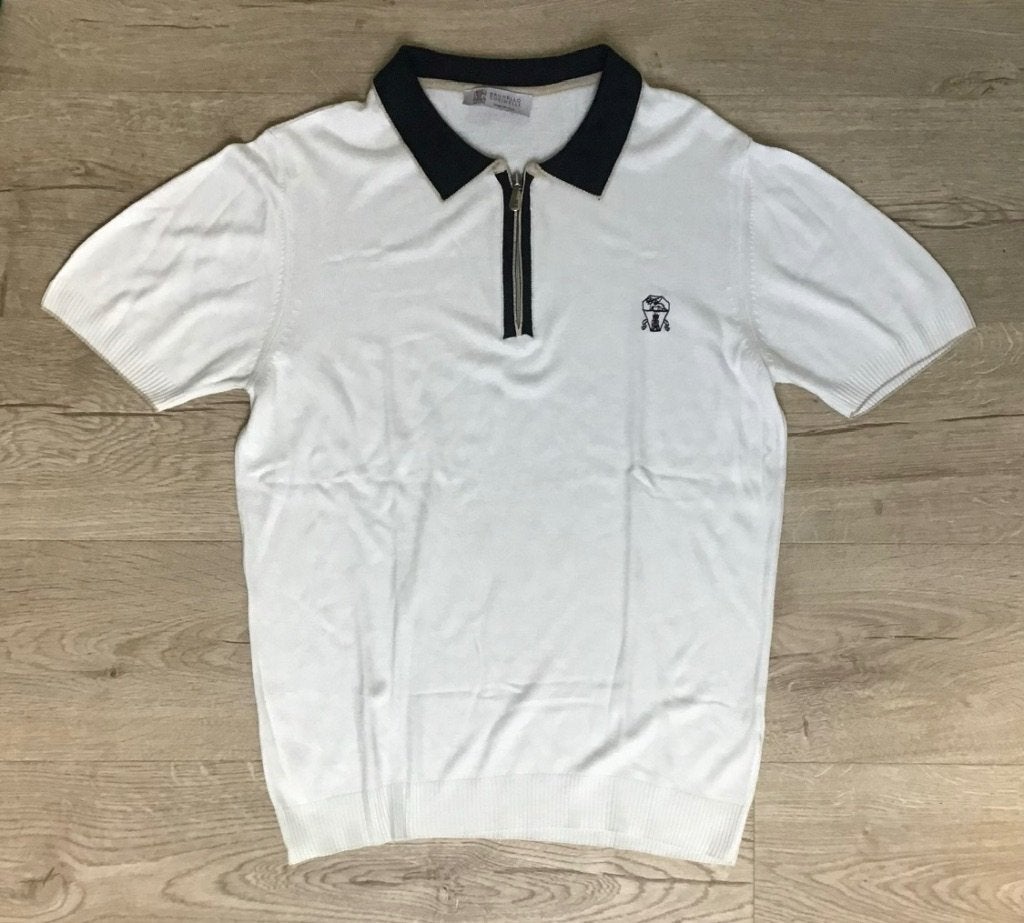 Brunello Cucinelli polo shirt, Maat 48/50 (M), Wit, Zo goed als nieuw, Brunello Cucinelli
