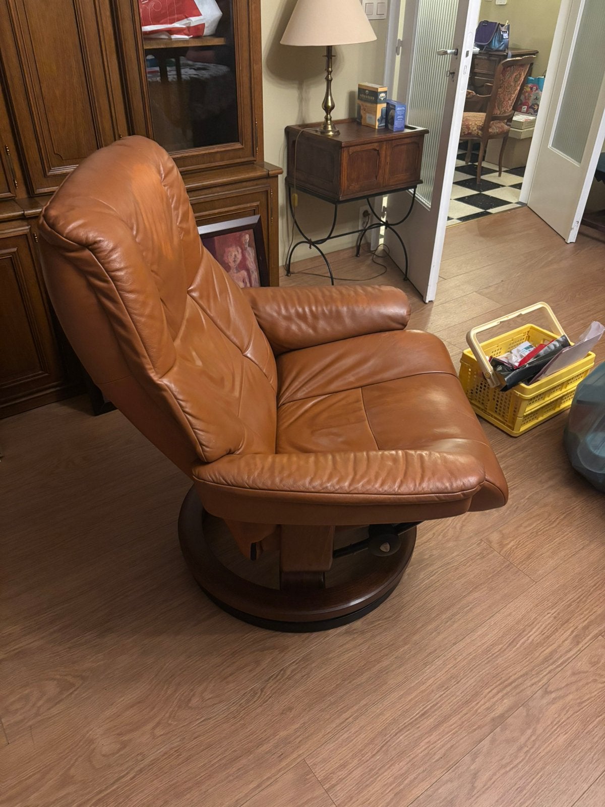 2x Stressless Mayfair Relax Ekornes Cognac leer, Ophalen, Zo goed als nieuw, Leer
