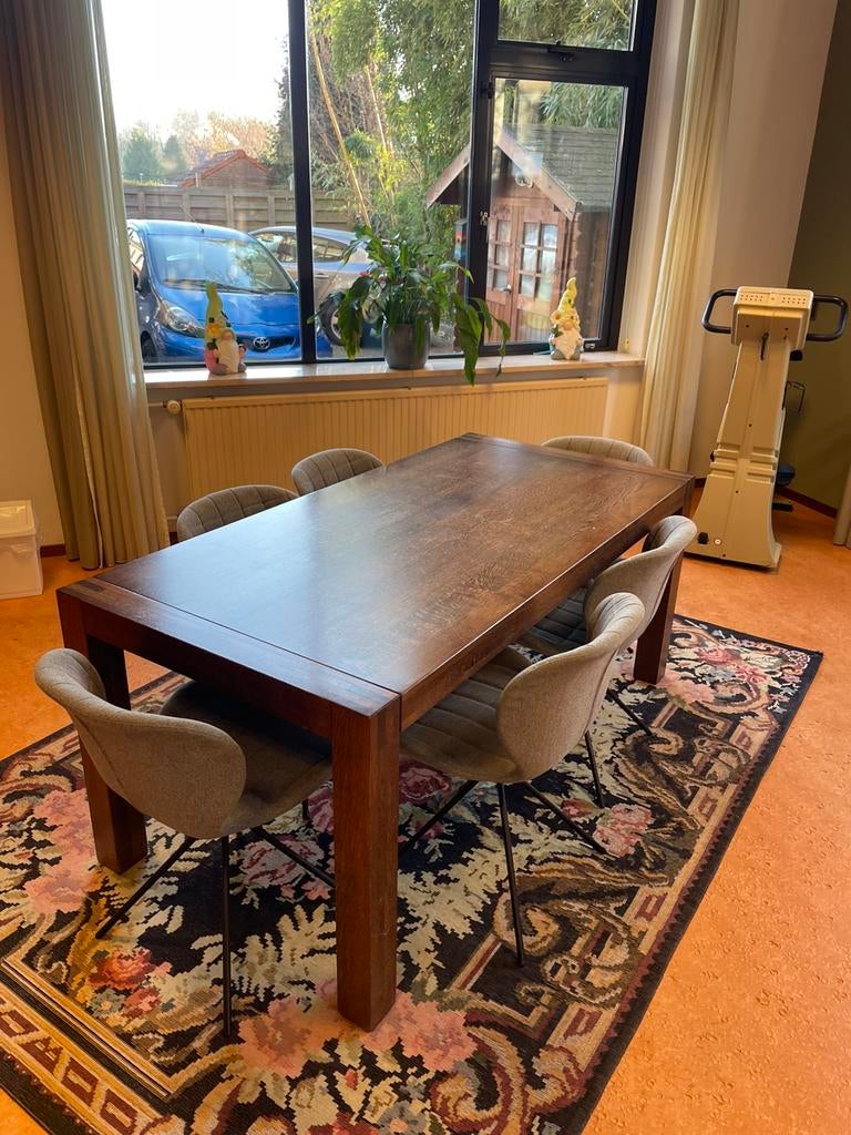 Massief eiken tafel (eettafel), Ophalen, Gebruikt, Eikenhout, 50 tot 100 cm