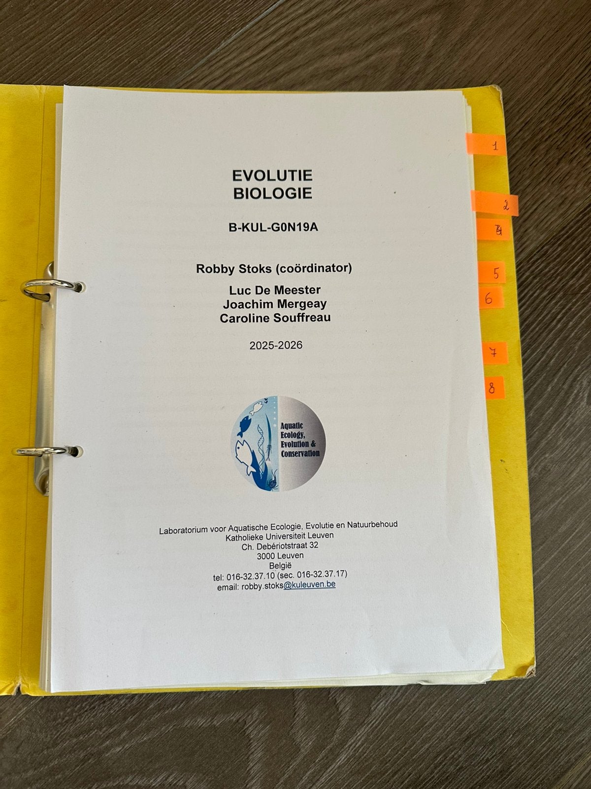 3e bach biologie KUL - cursussen: evolutiebiologie + …, Divers, Enlèvement, Comme neuf