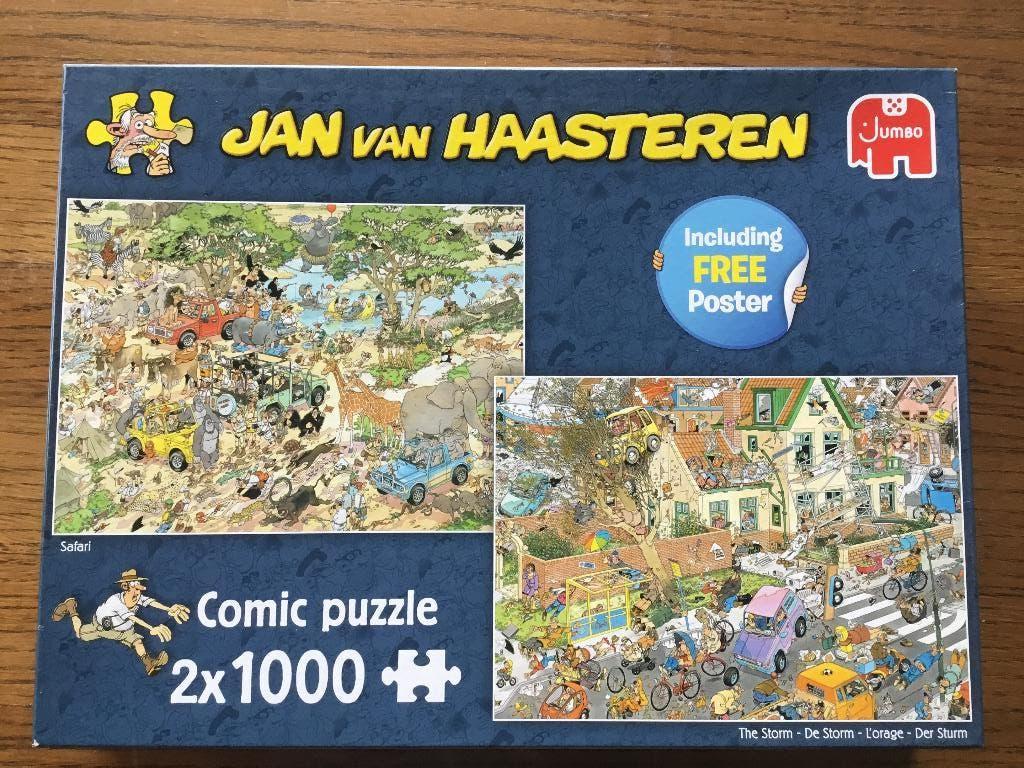 Puzzel Jumbo 2 x 1000 Jan Van Haasteren Safari - De storm, Ophalen of Verzenden, 500 t/m 1500 stukjes, Gebruikt, Legpuzzel