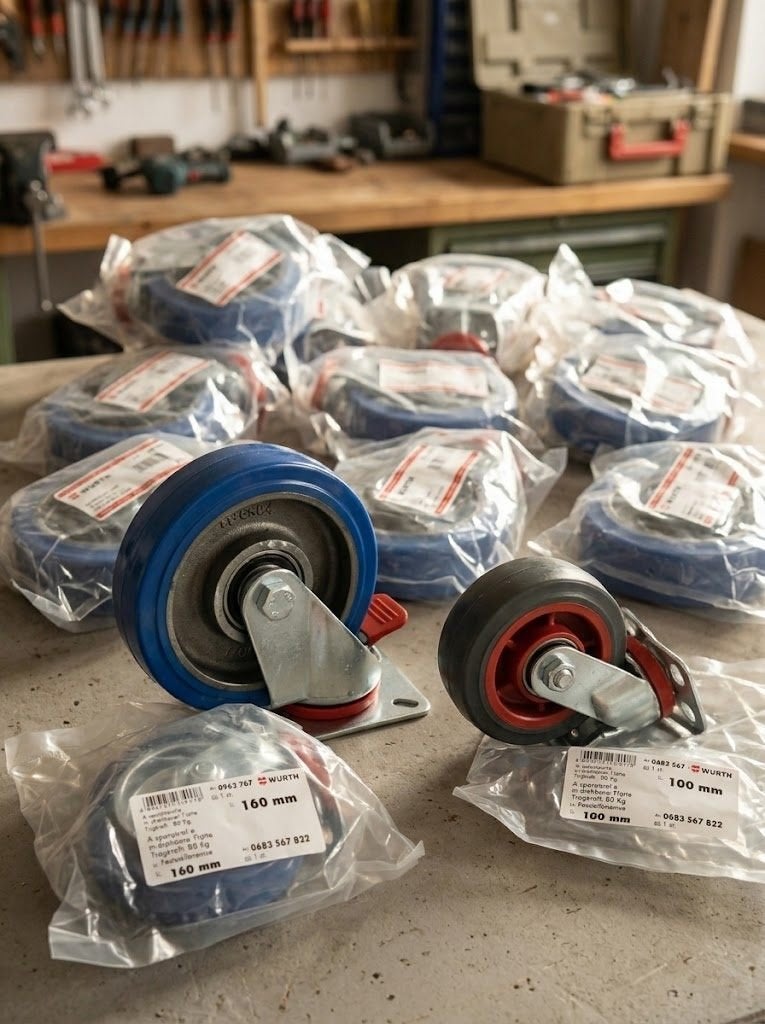 Würth zwenkwielen met rem - nieuw - 40x 100mm + 6x 160mm, Bricolage & Construction, Enlèvement ou Envoi, Neuf