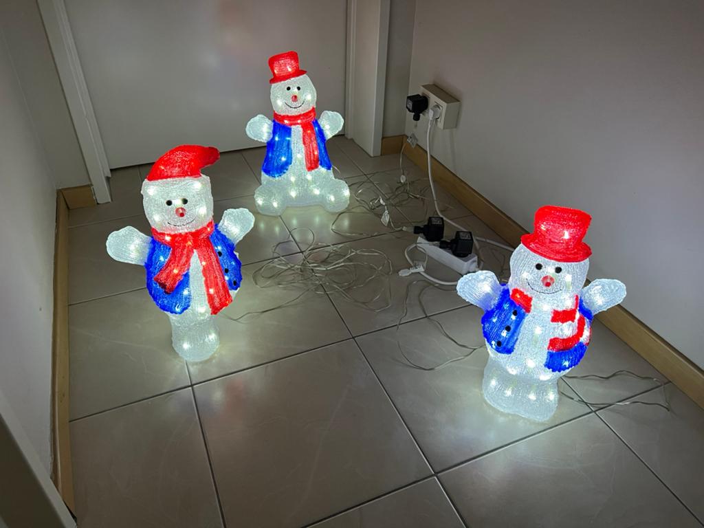 3x Kerstfiguur verlichting één keer gebruikt, Diversen, Kerst, Ophalen, Zo goed als nieuw