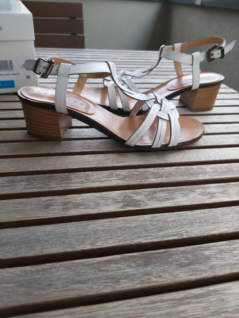 Sandales à talons en cuir BeOriginal taille 36 neuves, Enlèvement, Blanc