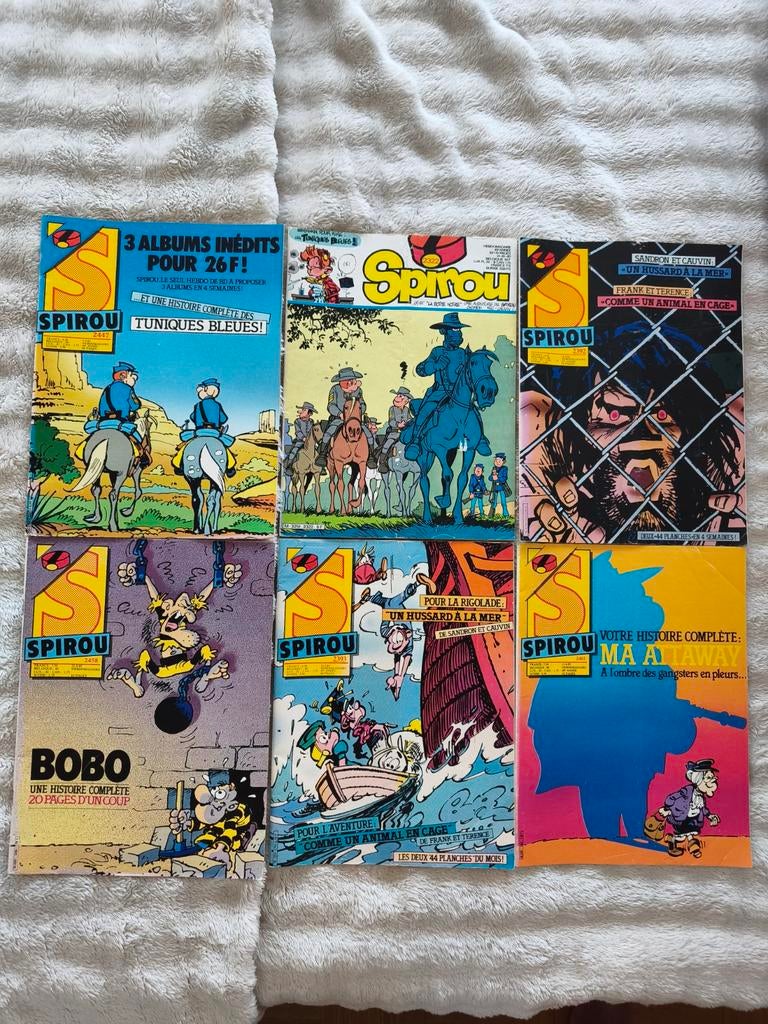 Set van 6 vintage Spirou tijdschriften en verzamelaars uit d, Verzamelen, Tijdschriften, Kranten en Knipsels, Verzenden