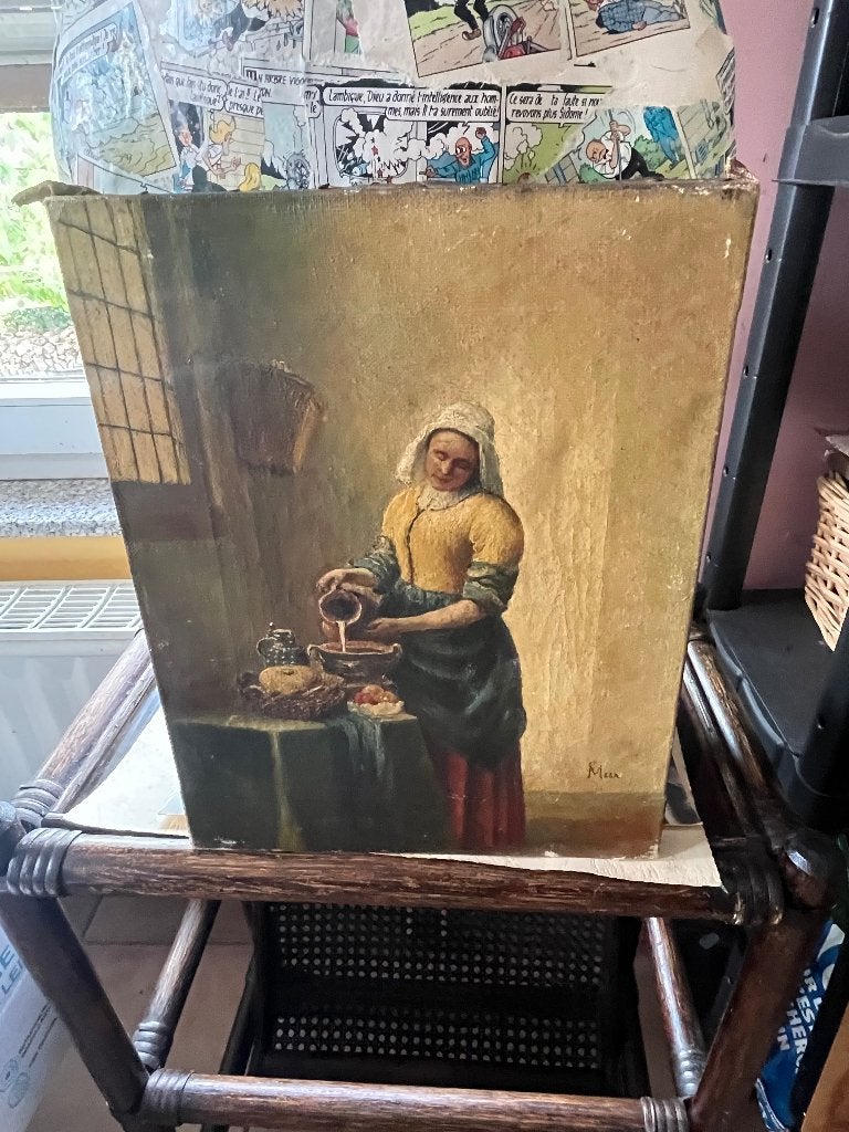 Peinture la laitière, Antiquités & Art, Enlèvement, Signé