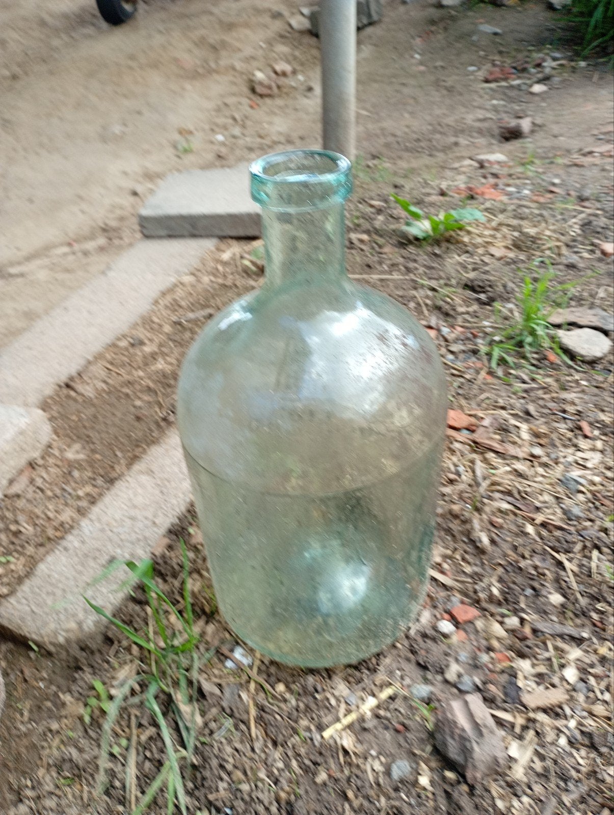 grote glazen fles, Ophalen, Gebruikt