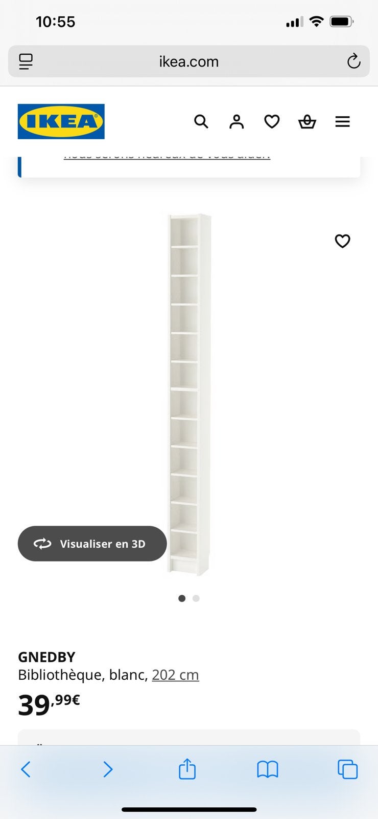 2 étagères Ikea blanches,   25e/les 2, Maison & Meubles, Enlèvement, Comme neuf