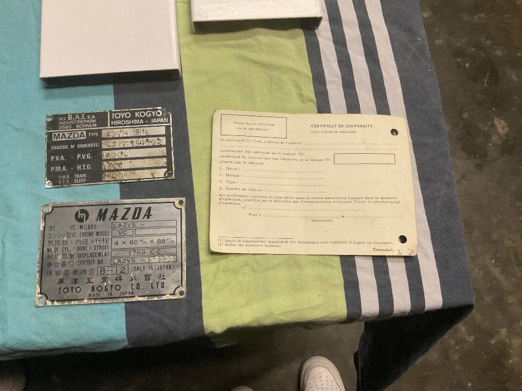 Gelijkvormigheidsattest typeplaatje mazda 929, Auto-onderdelen, Ophalen of Verzenden, Mazda