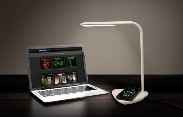 Bureaulamp met Ingebouwde Draadloze Oplader NIEUW, Neuf, Enlèvement ou Envoi, Blanc, Lampe de bureau