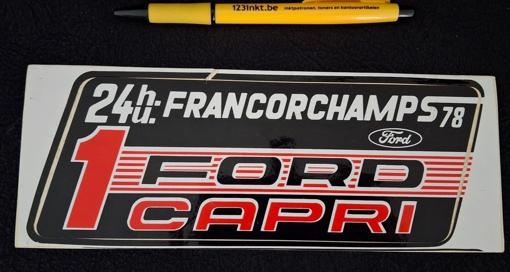 Vintage sticker Ford Capri 24u Francorchamps autorally 1978, Verzamelen, Ophalen of Verzenden, Zo goed als nieuw, Auto of Motor