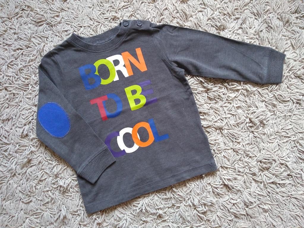 ★ M86 - Longsleeve 'born to be cool', Kinderen en Baby's, Babykleding | Maat 86, Gebruikt, Jongetje, Shirtje of Longsleeve, Ophalen of Verzenden