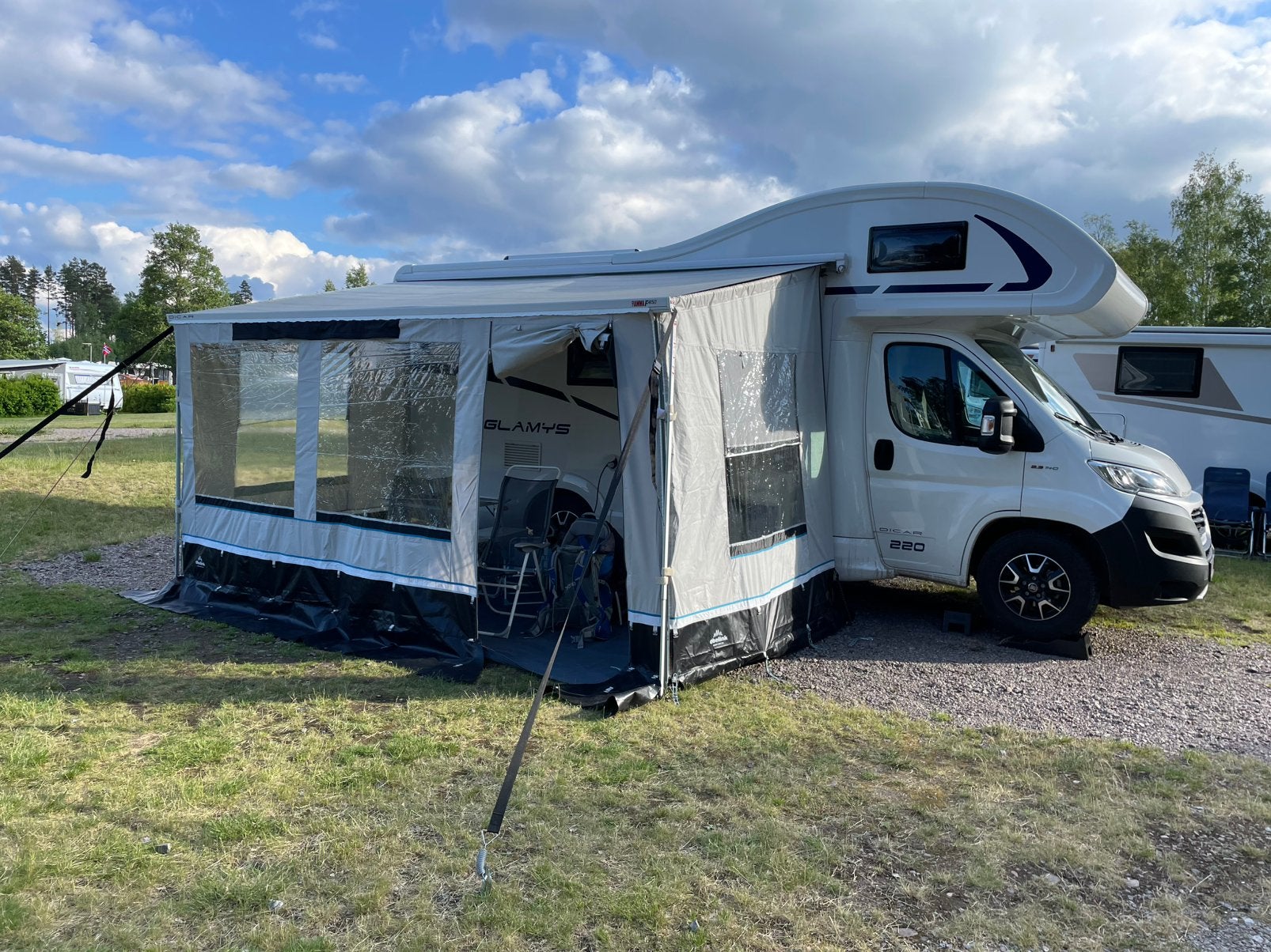 Obelink queen voortent gebruikt op fiamma s45 4m, Enlèvement, Comme neuf, Fiamma