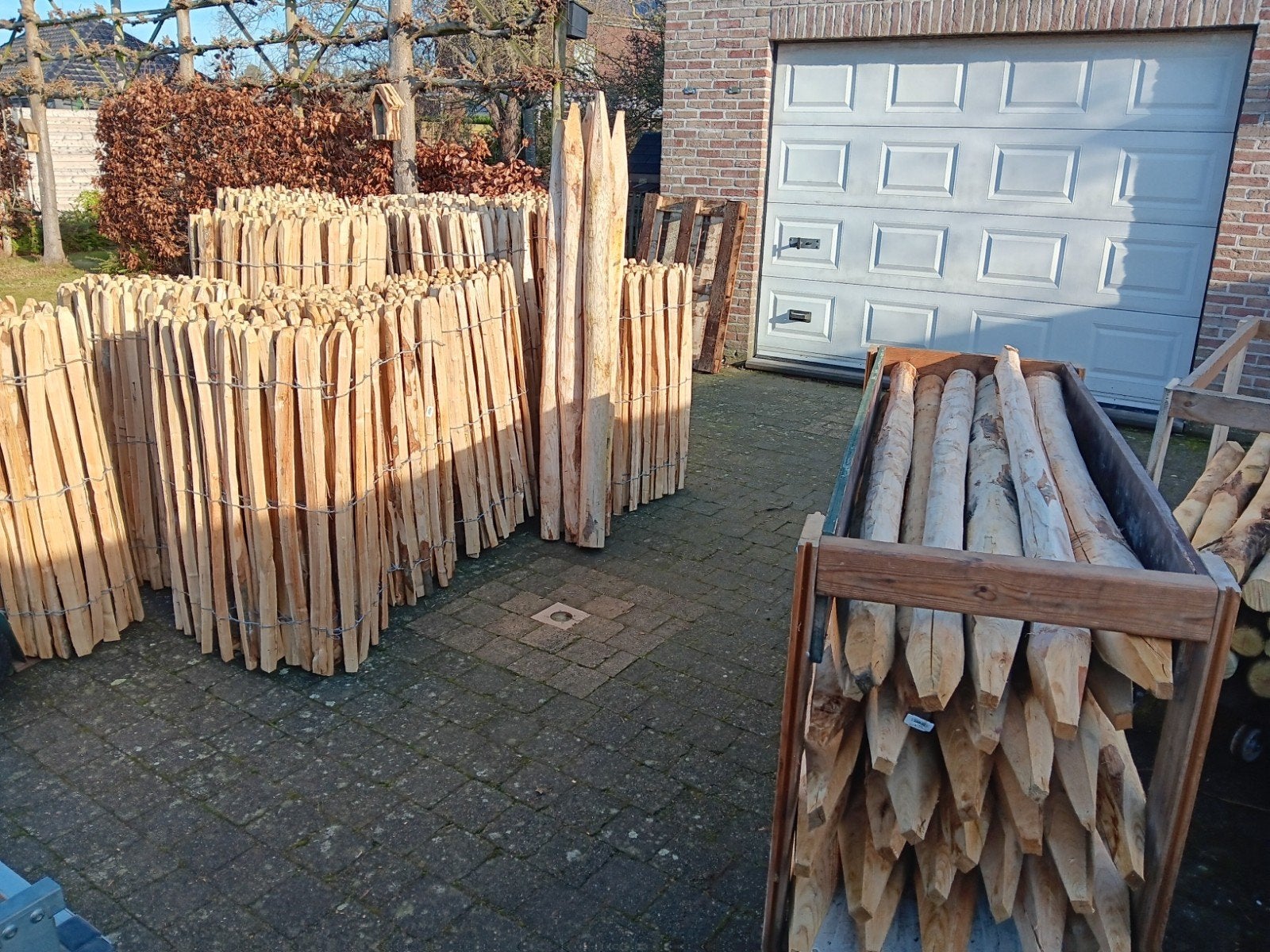 kastanje kastanjehouten poortje hekwerk palen, Ophalen