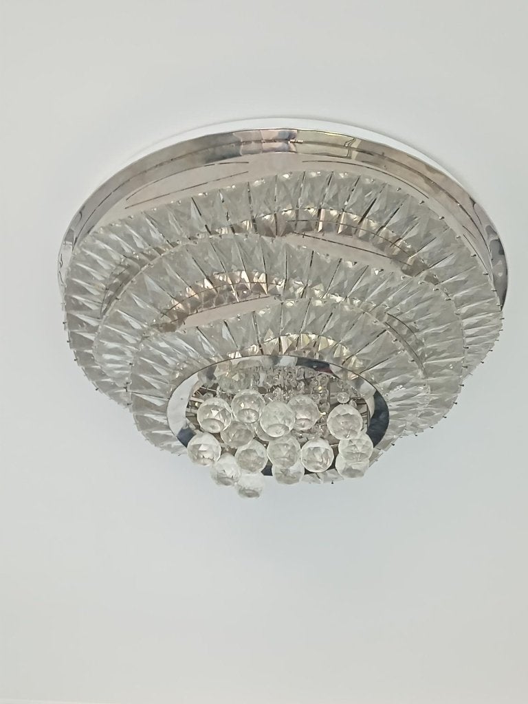 2 grote kristallen plafondlampen + 1 kleinere, Ophalen, Gebruikt, Glas, Kristal
